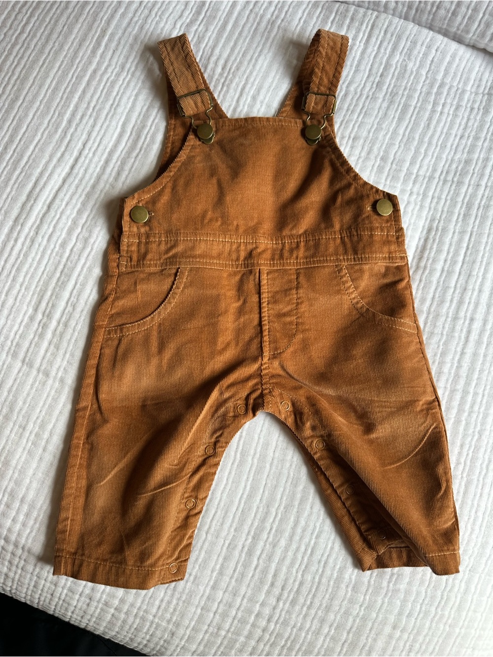Angel Dear Rust Brown Overalls with Brass Hardware